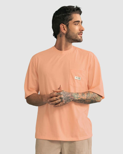Camisa manga corta con bolsillo de parche en frente#color_211-salmon