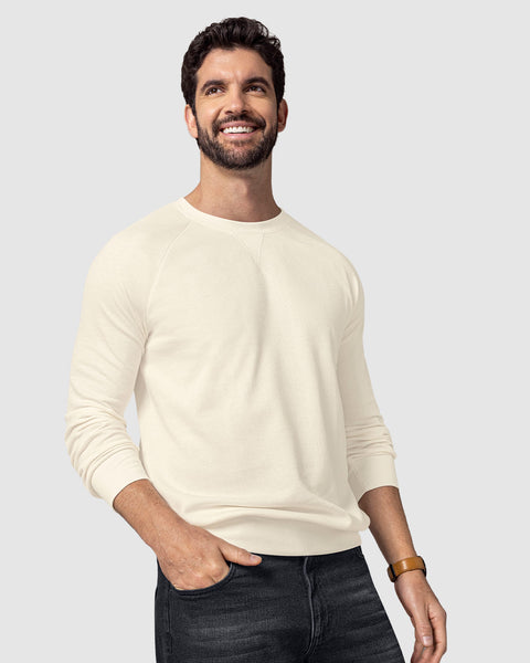 Sudadero cuello redondo básico para hombre#color_018-marfil