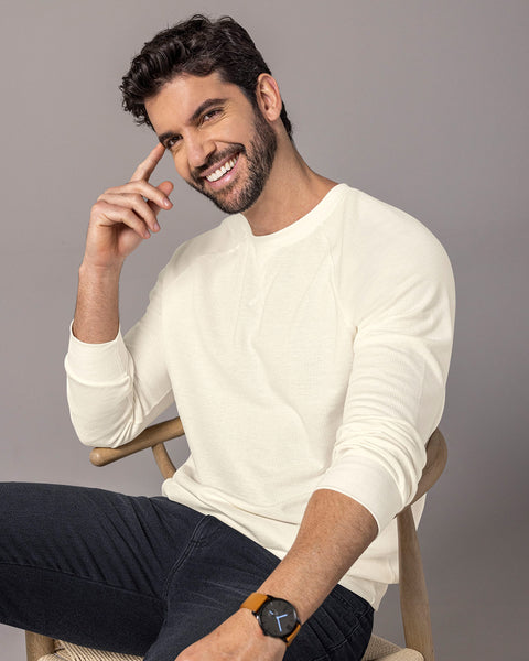 Sudadero cuello redondo básico para hombre#color_018-marfil