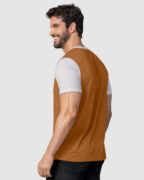 Camisa henley con cuello y mangas en contraste#color_640-camel