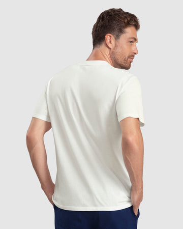 Camisa básica manga corta con estampado en alta con textura#color_018-marfil