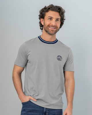 Camisa manga corta de cuello redondo tejido#color_c14-gris-medio