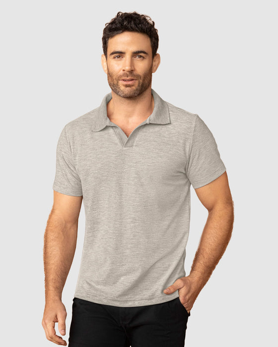 Camisa tipo polo con cuello sport tejido#color_717-gris-jaspe