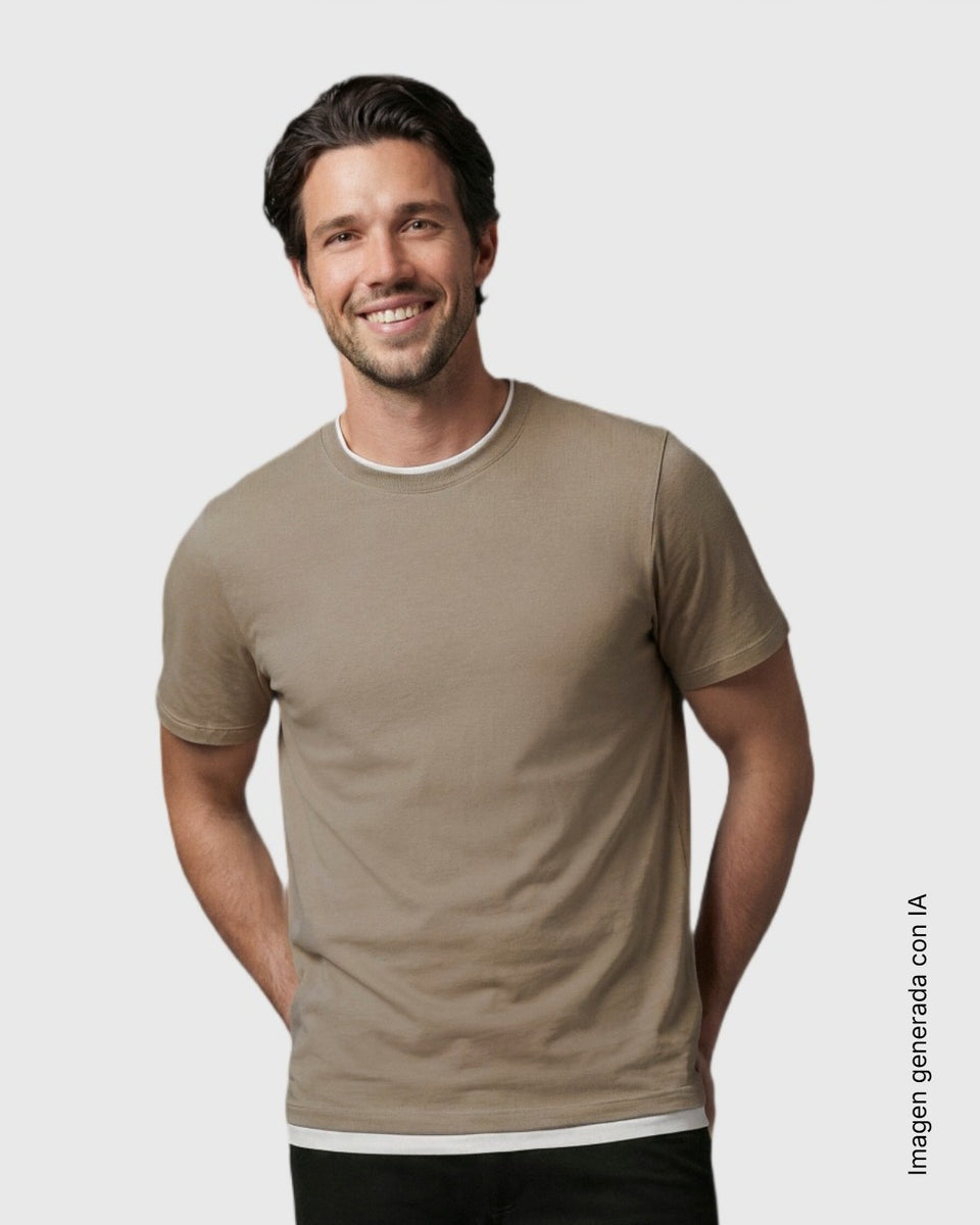 Blusa manga corta con efecto doble prenda