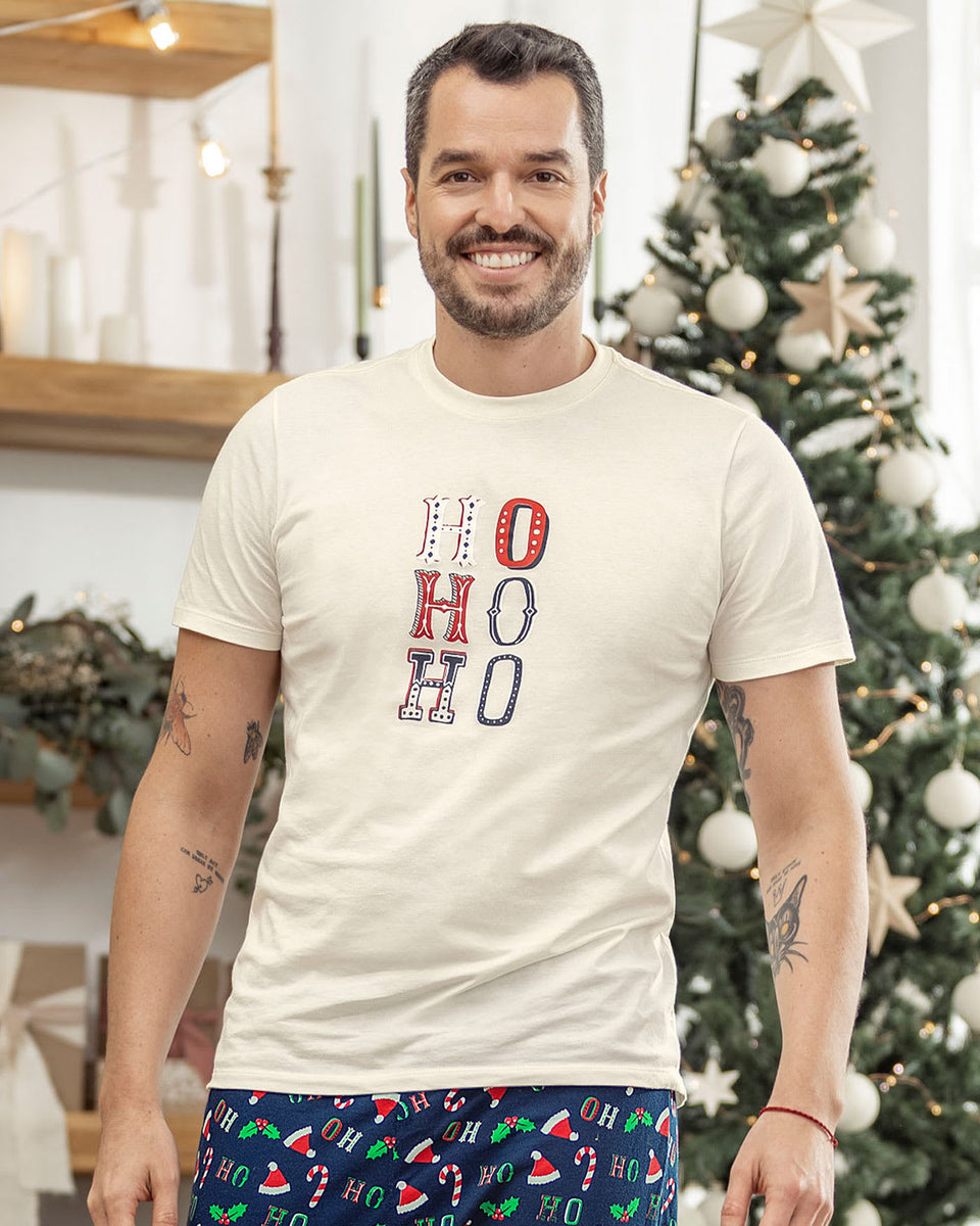 Blusa manga corta de pijama navidad para hombre